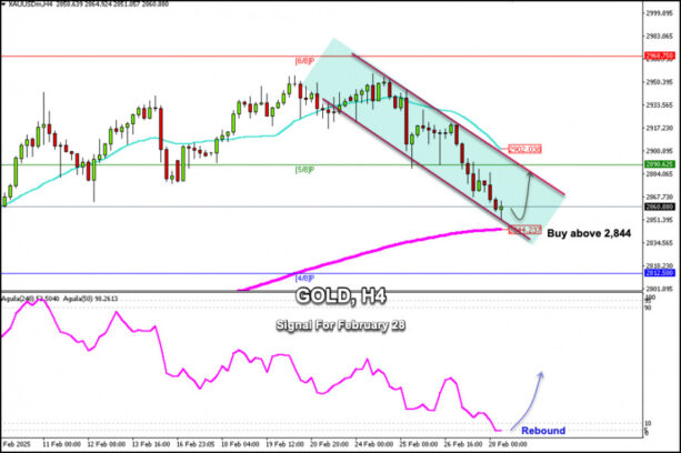 Trading Signals for GOLD (XAU/USD) for February 28, 2025: buy above $2,844 (200 EMA – oversold)  Forex analysis review